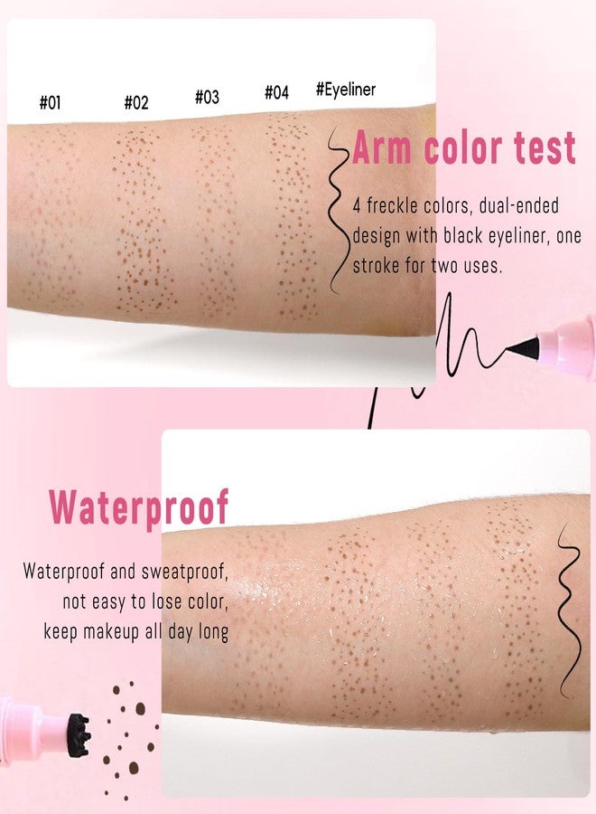 Noerrors Freckle Stamp with Eyeliner Pen 2 in 1 for Natural Lifelike Faux Freckle Waterproof Fake Freckles Stain Marker for Sunkissed Makeup #Light Brown&Black - Image 5